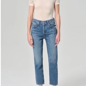 Agolde Riley High Rise Straight Leg Classic Indigo Jeans